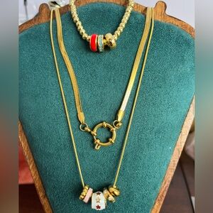 Elegant Gold-layer Charm Two Necklace and Bracelet Set